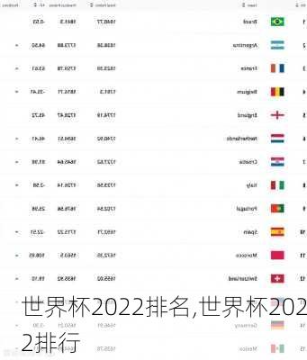 世界杯2022排名,世界杯2022排行